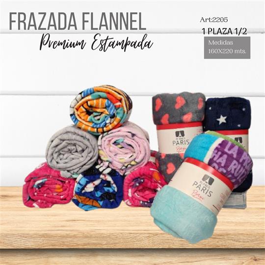  Frazada Flannel Premium Estampada 1 1/2 Plaza